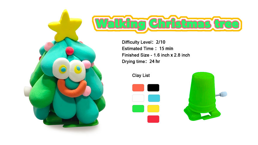 Walking Robot Christmas Tree CoolorCat Air Dry Clay Step by Step Tutorial